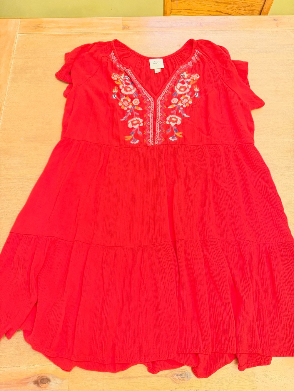 Knox Rose Red Embroidered Tiered Casual Dress